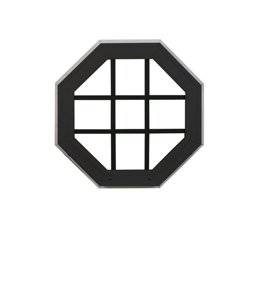 Heritage  Octagon Window Black 22-in x 22-in Double Pane with Grids G7 DP Rating 50 Standard Glass Clear