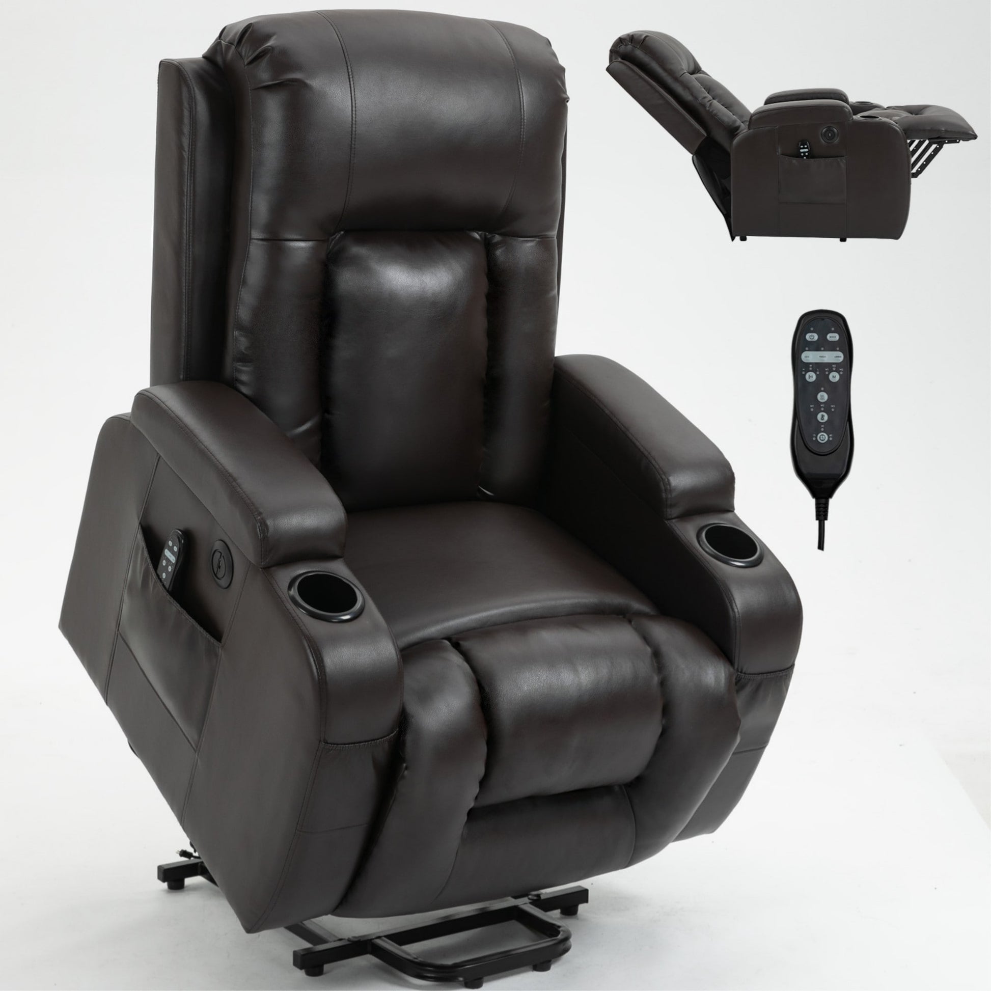 Boyel Living Infinite Position Up to 350 LBS Power Lift Recliner Chair for Elderly Heavy Duty Motion Mechanism with 8-Point Vibration Massage and Lumbar Heating