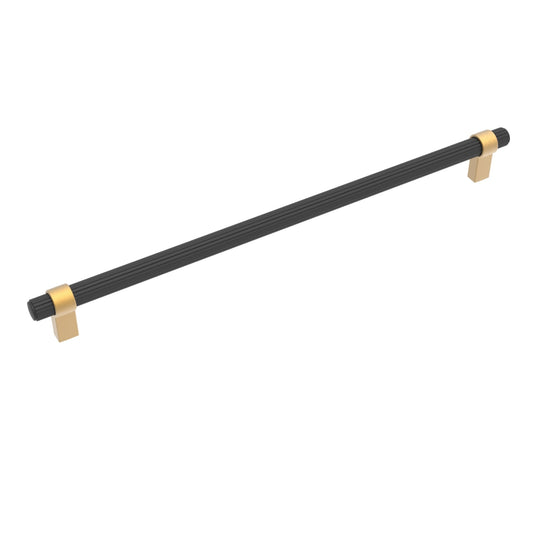 Belwith Keeler Sinclaire 18-in , 457mm Center to Center Matte Black Brushed Golden Brass Rectangular Handle Appliance Pull