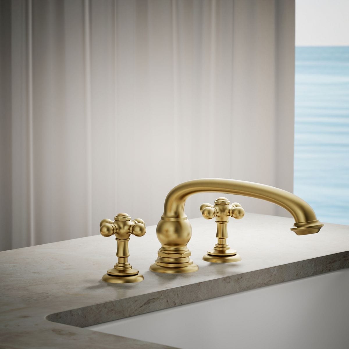 KOHLER Artifacts Vibrant Brushed Moderne Brass 2 -Handle Cross Bathtub Faucet Handle