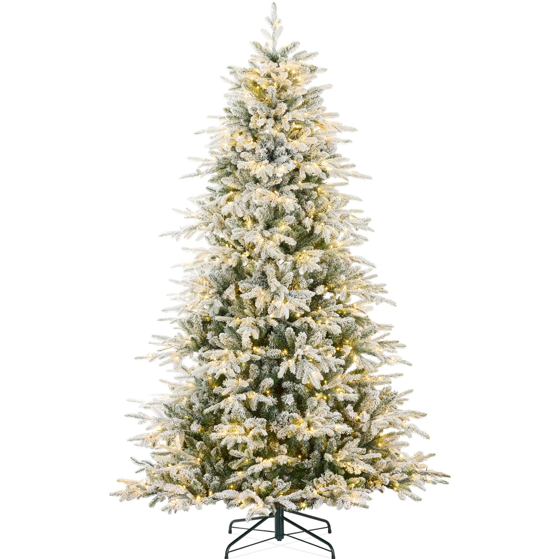 Best Choice Products  7.5ft Pre-Lit Flocked Full Aspen Noble Fir Christmas Tree w/ 700 2-in-1 Glowing LEDs