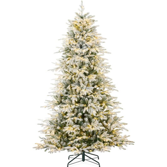 Best Choice Products  7.5ft Pre-Lit Flocked Full Aspen Noble Fir Christmas Tree w/ 700 2-in-1 Glowing LEDs
