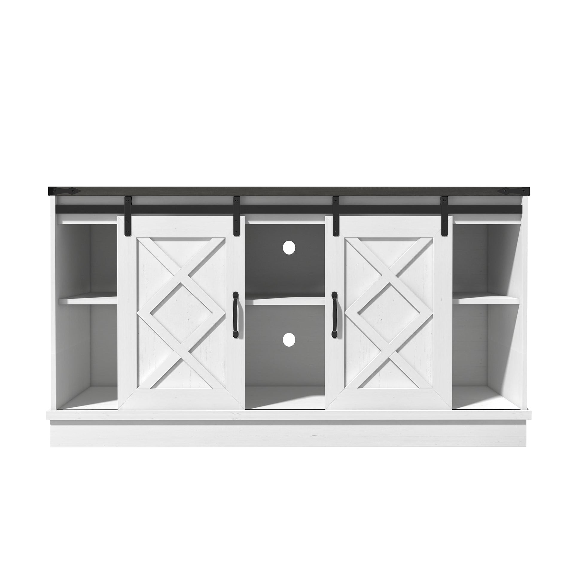 Boyel Living White 28.35 in. H Storage Cabinet with Height Adjustable Shelf and Sliding Barn Door