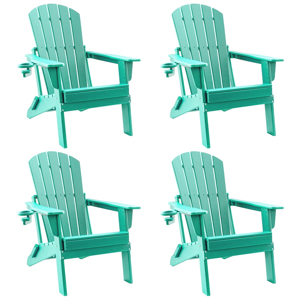 Upland Adirondack Chair Set of 4 Aruba Blue HDPE Frame Stationary Adirondack Chair with Solid Seat