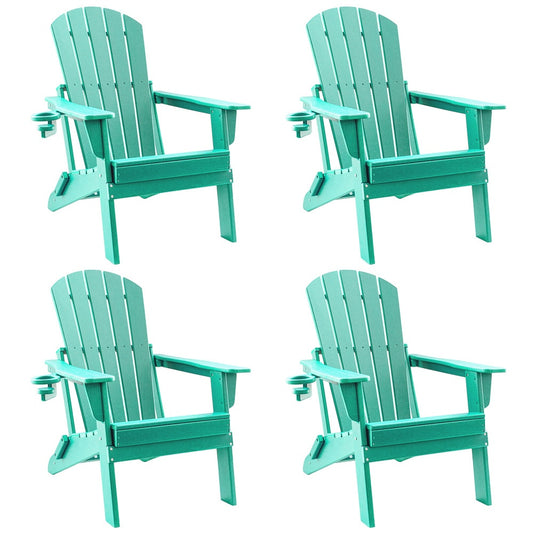 Upland Adirondack Chair Set of 4 Aruba Blue HDPE Frame Stationary Adirondack Chair with Solid Seat
