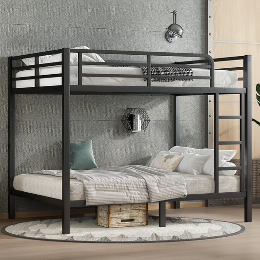 LOVMOR Metal Full over Full Bunk Bed for Teens and AdultsSpace-Saving/Noise Reduced/No Box Spring Needed Black