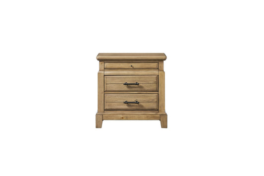 LOVMOR 2 Drawer Nightstand with Tray Caramel Finish