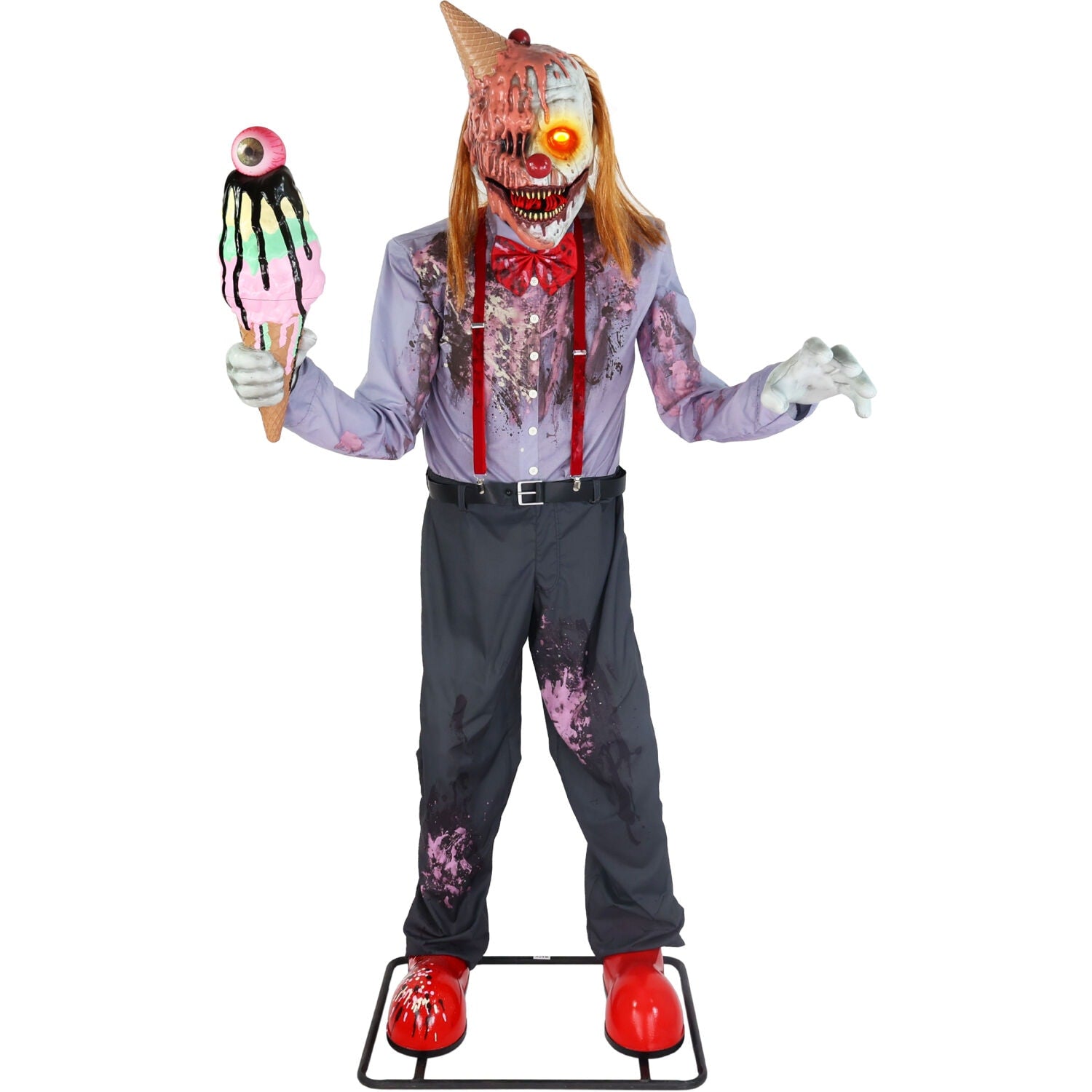 Haunted Hill Farm 6.89-ft Freestanding Motion Activated Talking Lighted Life Size Clown Animatronic