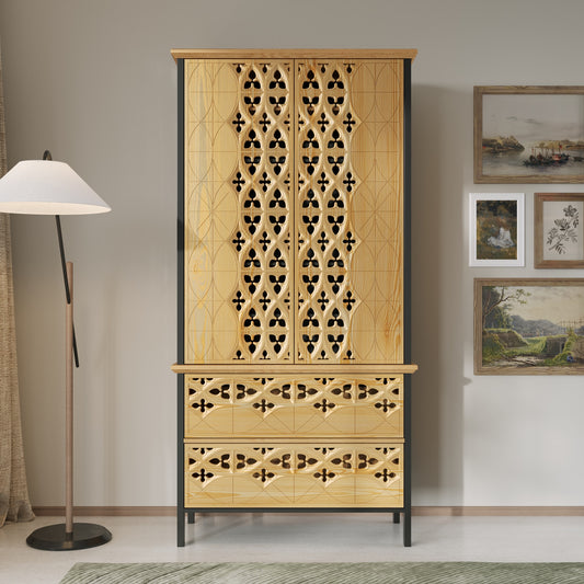 FUFU&GAGA Contemporary/Modern Yellow Pantry with Wine Storage