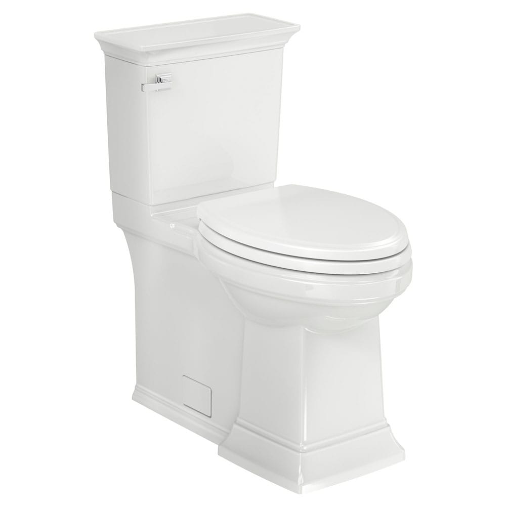 American Standard Town Square S White Elongated Chair height 12-in Rough-In WaterSense 1.28 GPF Soft Close 2-piece Toilet