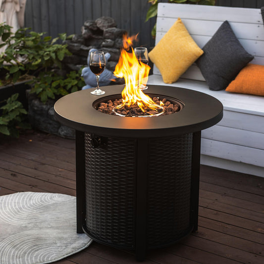 Bayfeve 30-in W 50000 Maximum BTUs Steel Round Liquid propane Fire pit table