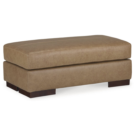 Signature Design by Ashley Lombardia Tumbleweed Brown Top Grain Leather Ottoman