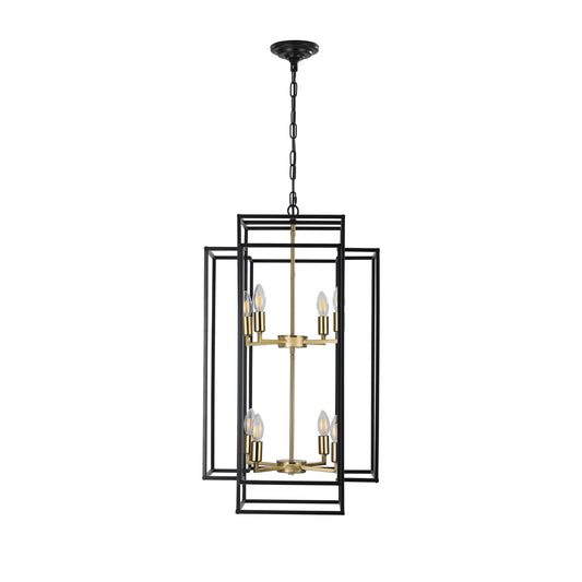 LIVIZA Matte Black Indoor Iron Chandelier