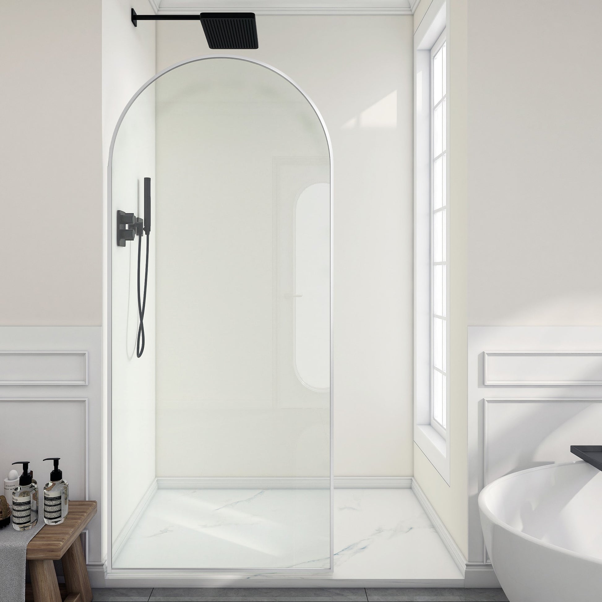 ANZZI Ember Series Brushed Nickel 34-in W x 78-in H Framed Clear Glass Fixed Shower door