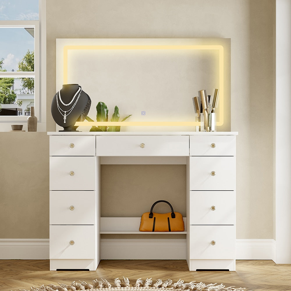 FUFU&GAGA 43.3-in White Makeup Vanity