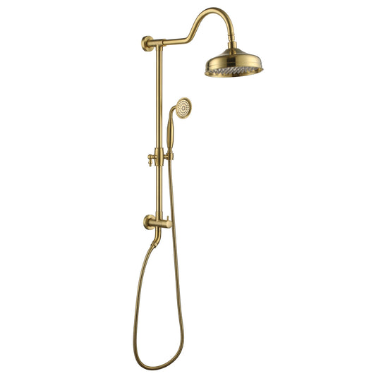 Boyel Living 1-Spray Patterns with 2.5 GPM 8 in. Wall Mount Dual Shower Heads in Brushed Gold (Valve Not Included)