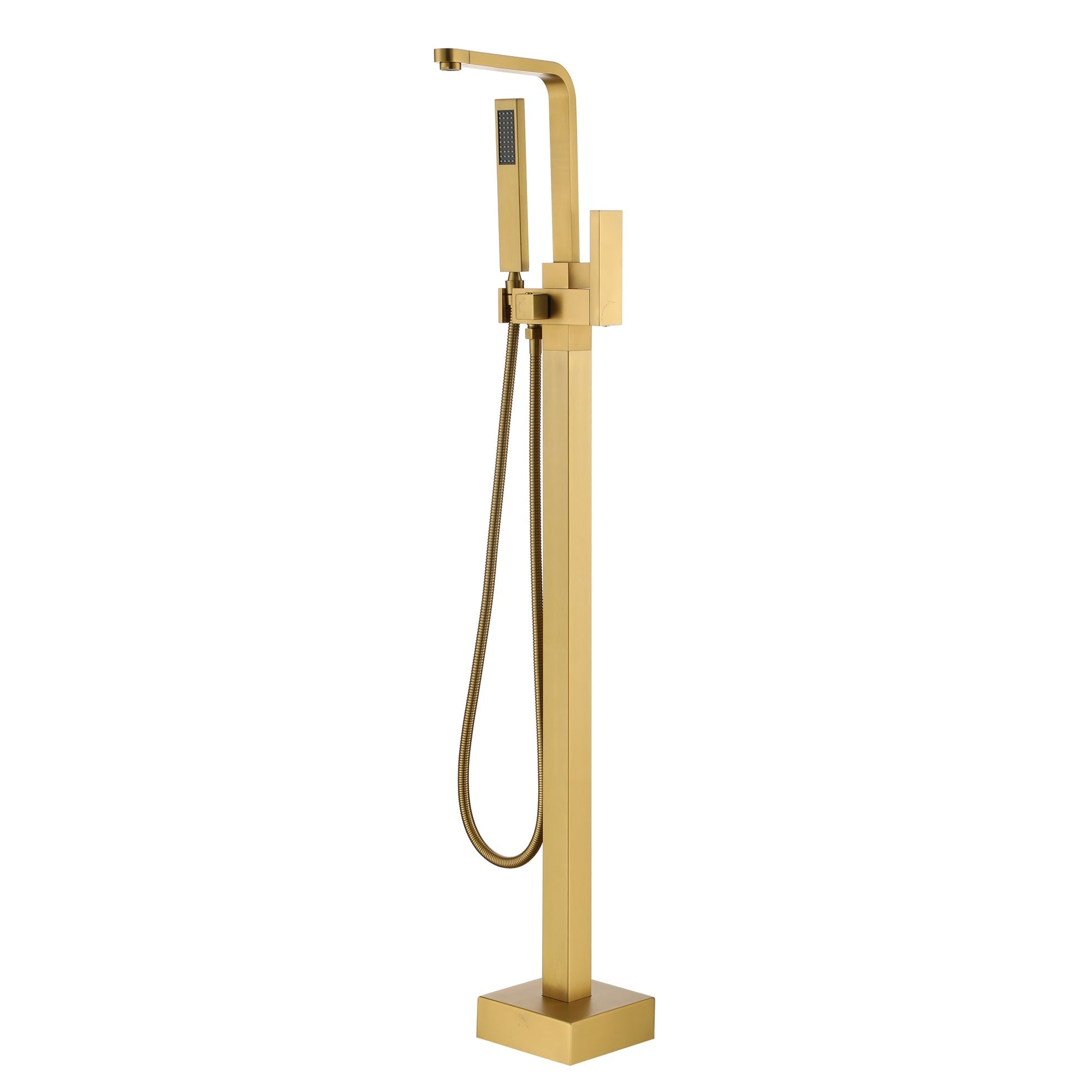 Boyel Living Single-Handle Floor Mount Freestanding Tub Faucet with Handheld Shower Water Supply Hoses and Hardware in Brushed Gold