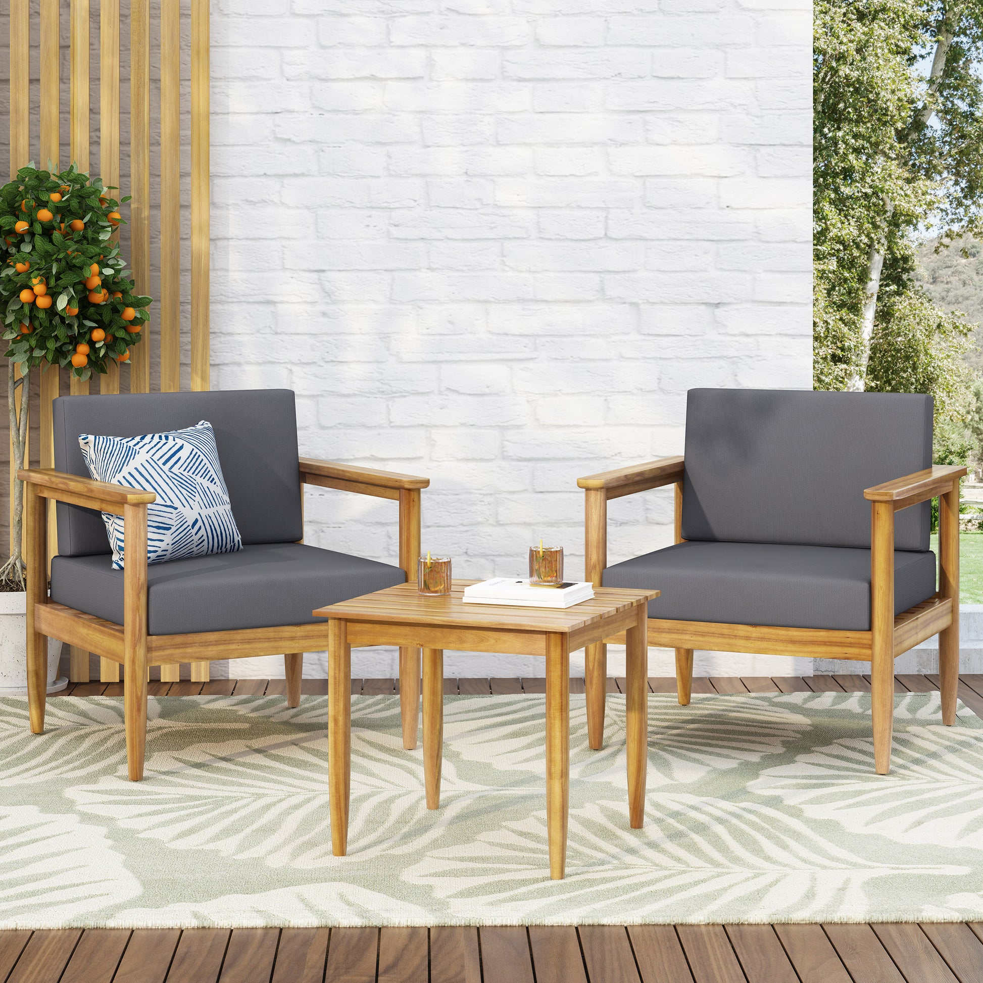 Christopher Knight Home Magnolia Outdoor Acacia Wood Chat Set