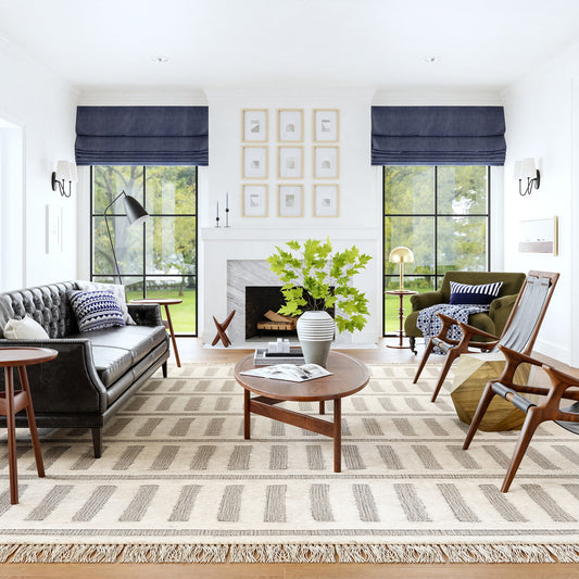 nuLOOM Merrick Tasseled Cotton and Wool 8ft. x 10ft. Blue Area Rug