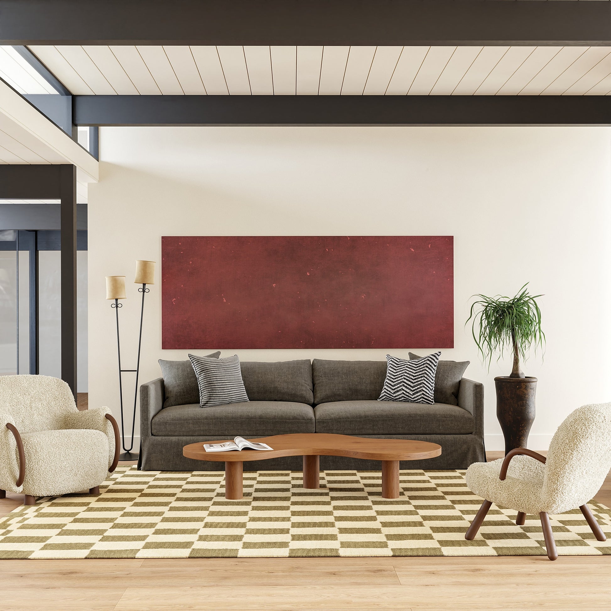 nuLOOM Kia Checkerboard Wool 8ft. x 10ft. Olive Area Rug