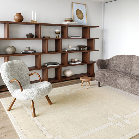 nuLOOM Rune Bordered Wool-Blend 5ft. x 8ft. Cream Area Rug