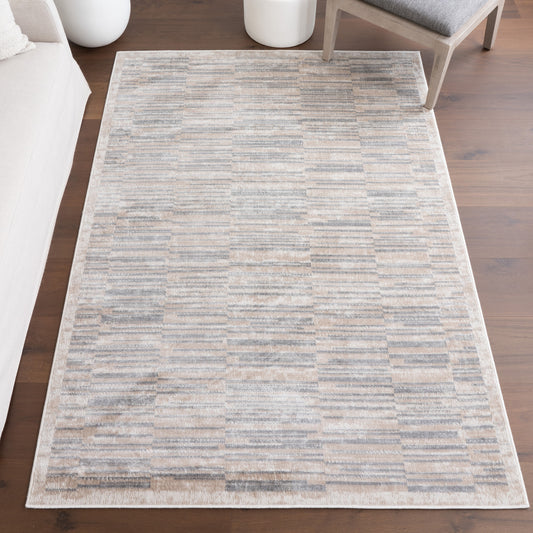 nuLOOM Nidhi Traditional Striped 9ft. x 12ft. Grey Area Rug