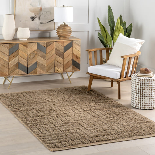 nuLOOM Vonda Geometric Jute 9ft. x 12ft. Natural Area Rug