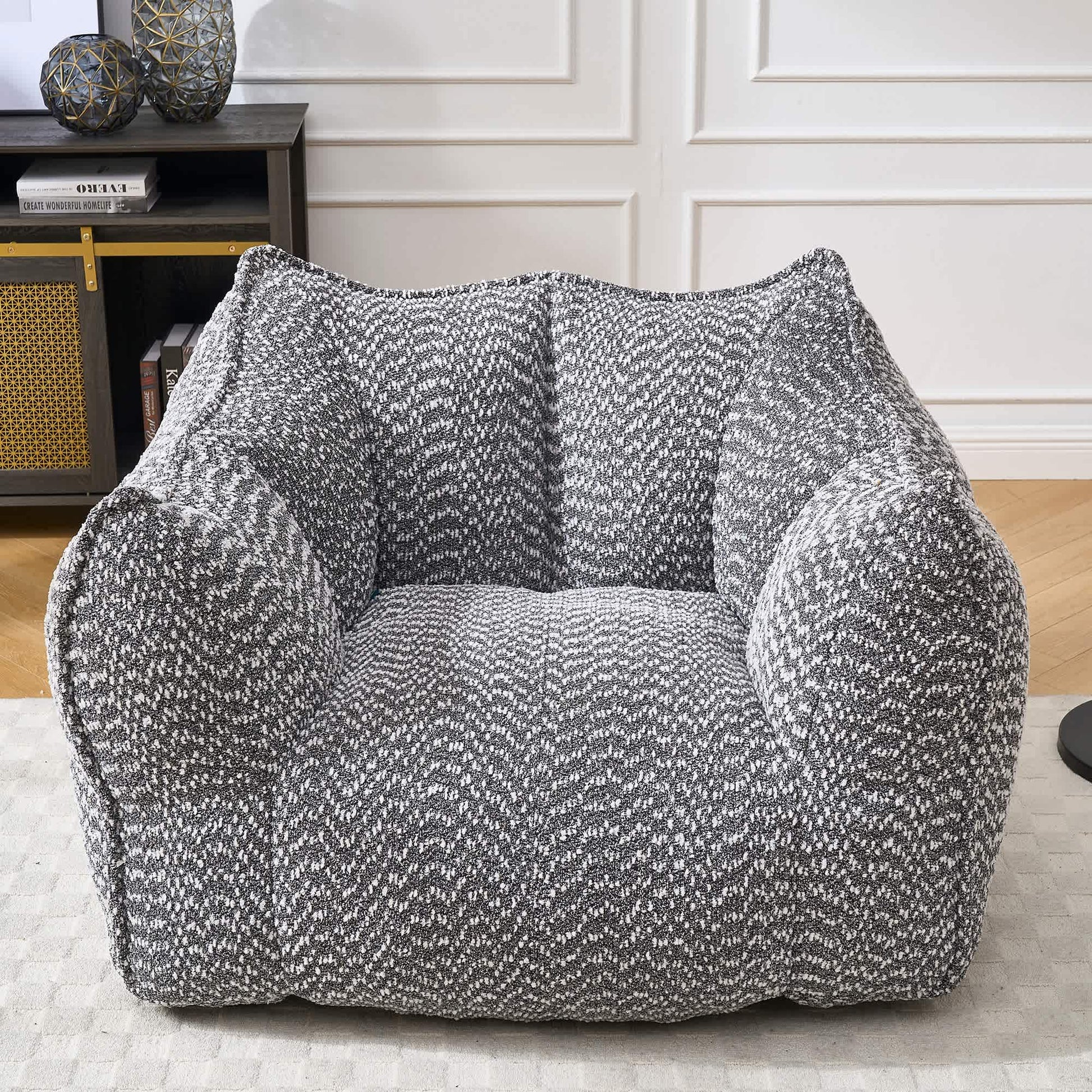 Vynxaria  Bean Bag Seats  Gray Square Lounge Chair with Armrests  Carry Handle Premium Gaming  Relaxation Sofa