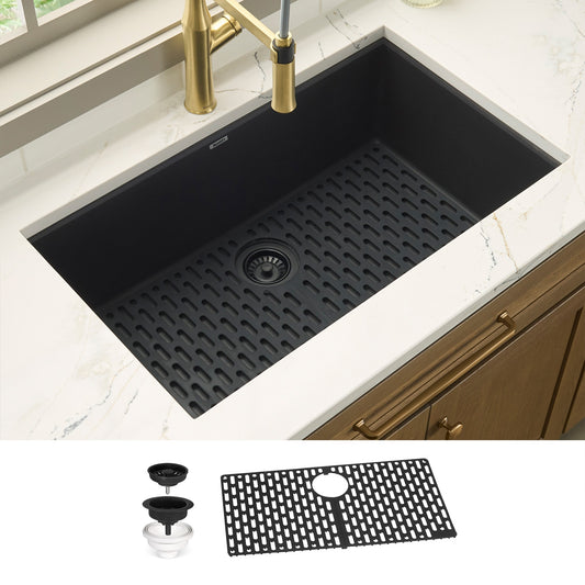 Ruvati epiGranite Undermount 32-in x 19-in Granite Single bowl Kitchen Sink