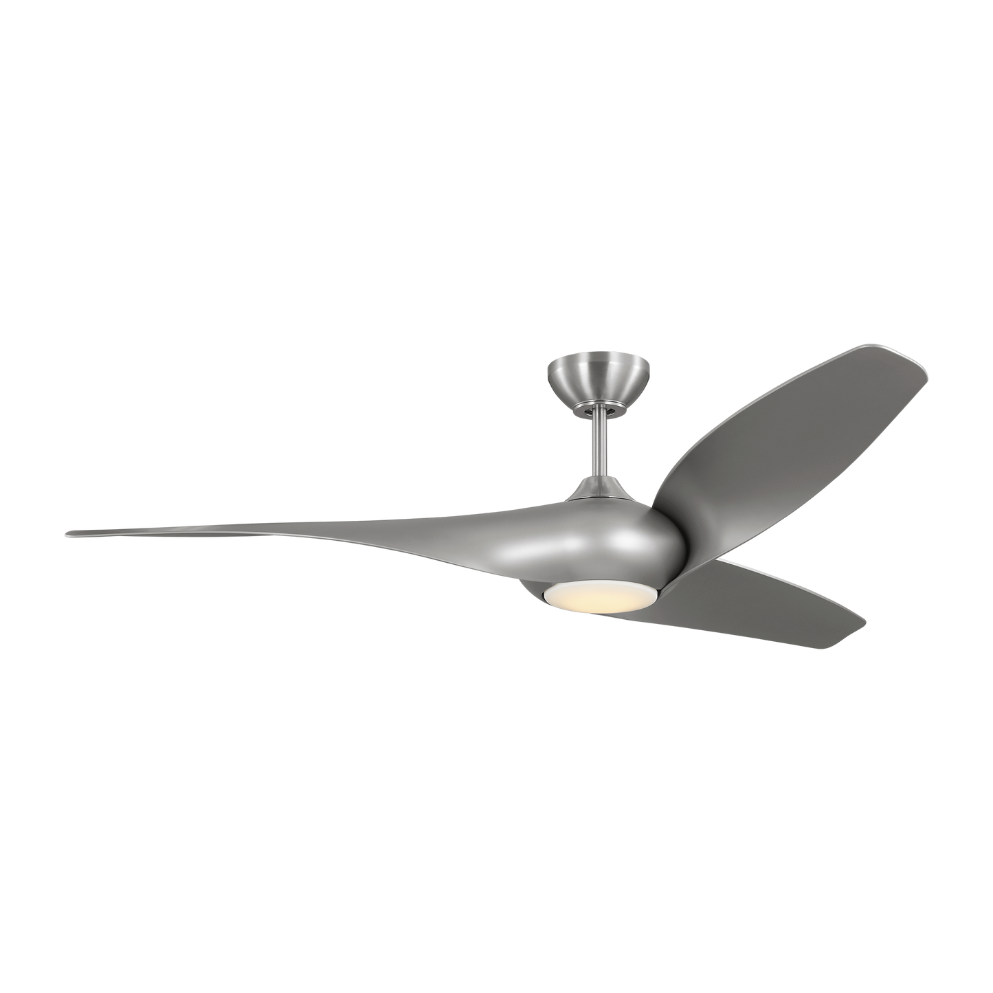 Generation Lighting Topan 60-in Brushed Steel with Silver ABS Blades Integrated LED Covered Outdoor Ceiling Fan With Light 3 -Blade
