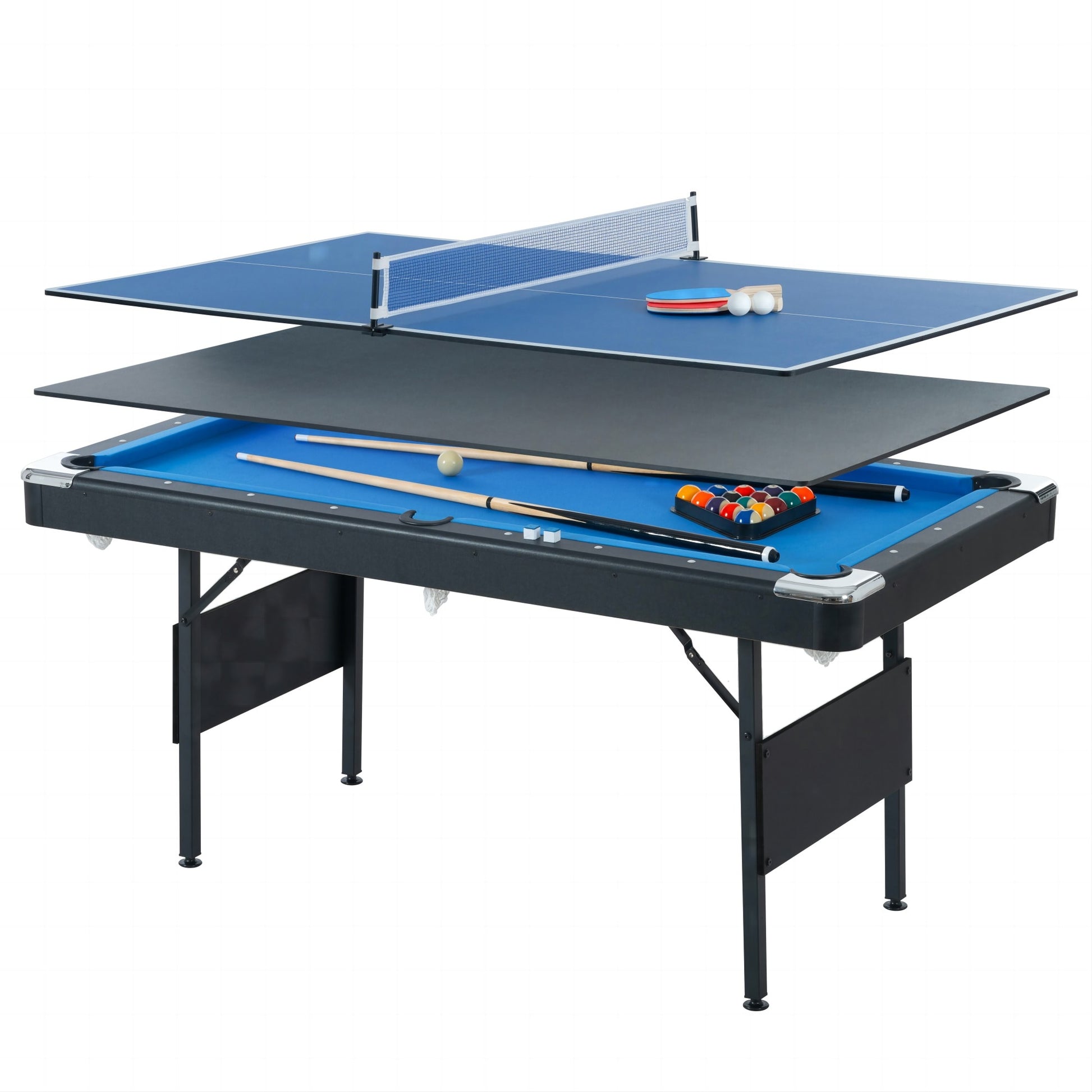 Tatayosi 3 in 1 Multi-Game Table Pool Table Billiard Table Table Tennis Family Movement