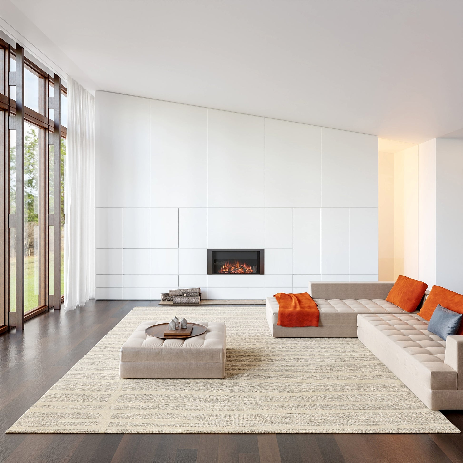 nuLOOM Parsa Striped Wool 5ft. x 8ft. Beige Area Rug