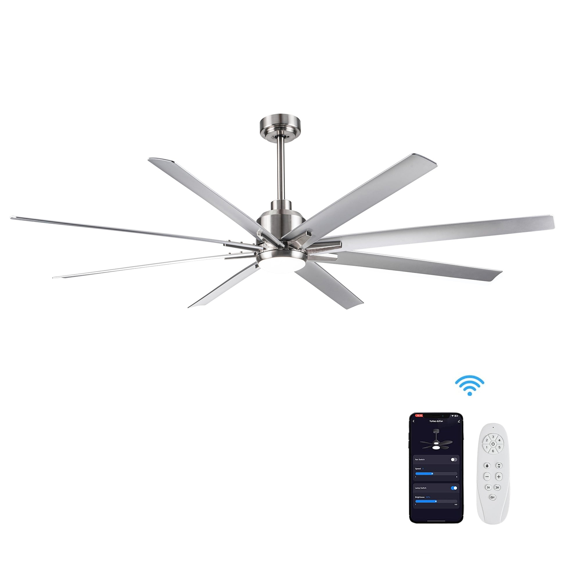 Dexmalle  Integrated LED Ceiling Fan with Silver Blades in Brushed Nickel Finish