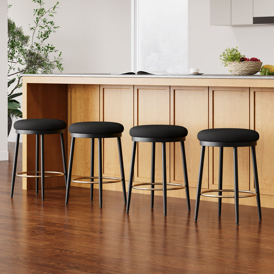 ModernLuxe  24.75inch Modern Counter Stools Set of 4Black Counter Stools with iron FrameSponge cushionFootrestsuitable for KitchenBedroomDining Room.