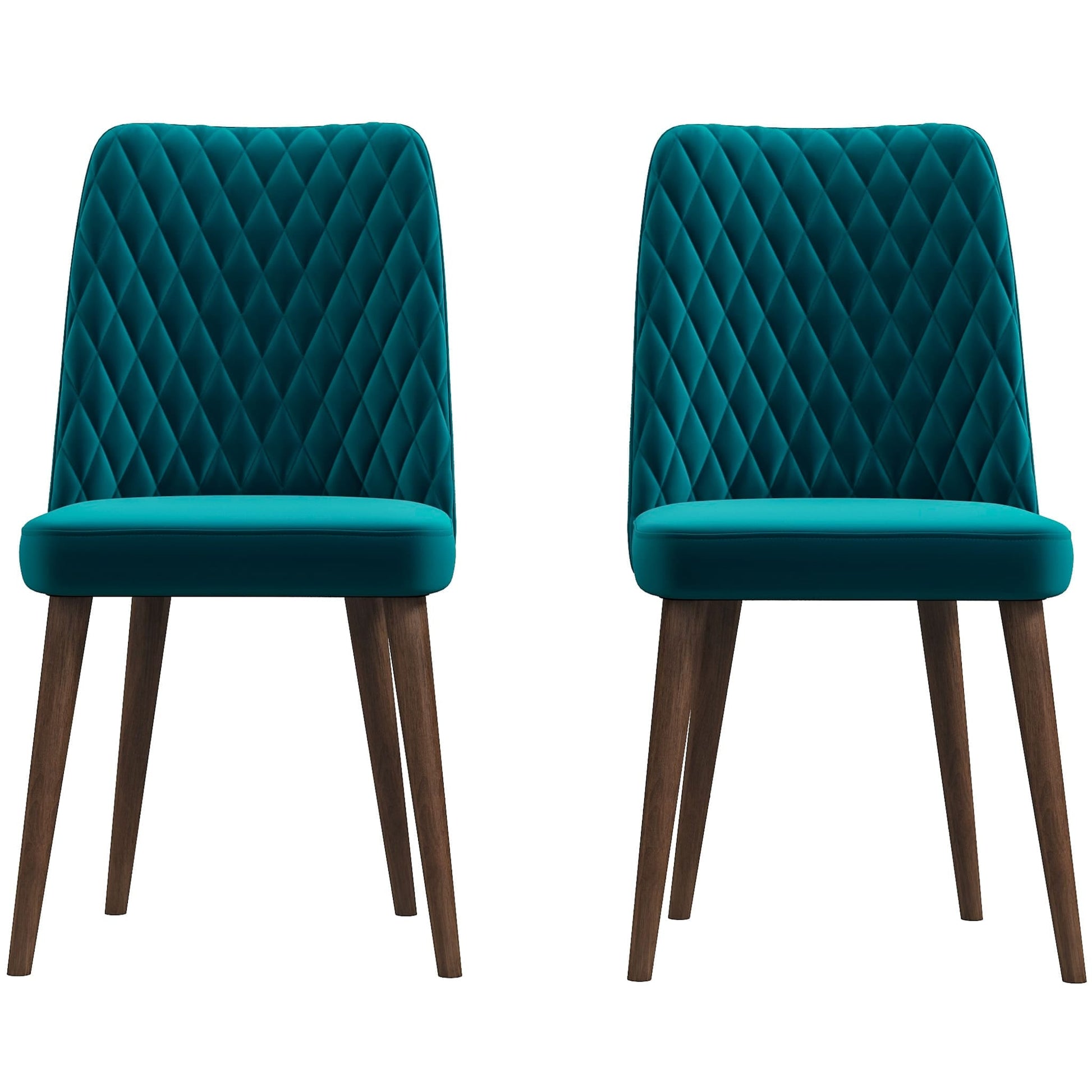 Vynxaria  MidCentury Modern Velvet Dining Chairs  Set of 2 Teal