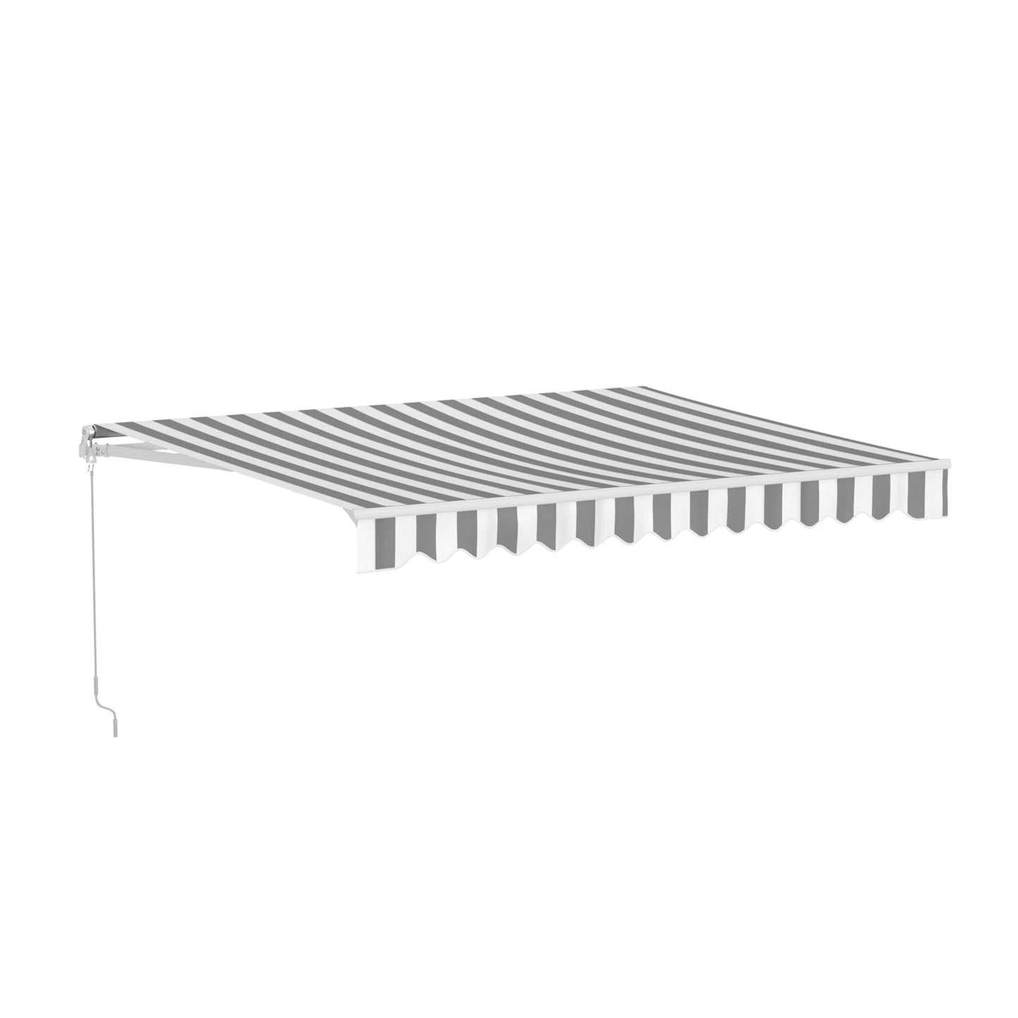 ALEKO 156-in Wide x 120-in Projection x 10-in Height Metal Gray / White Striped Manual Retractable Patio Awning