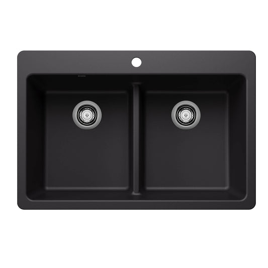 Blanco Liven Drop-in or undermount 33-in x 22-in Granite Double equal bowl Kitchen Sink