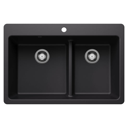 Blanco Liven Drop-in or undermount 33-in x 22-in Granite Double offset bowl Kitchen Sink