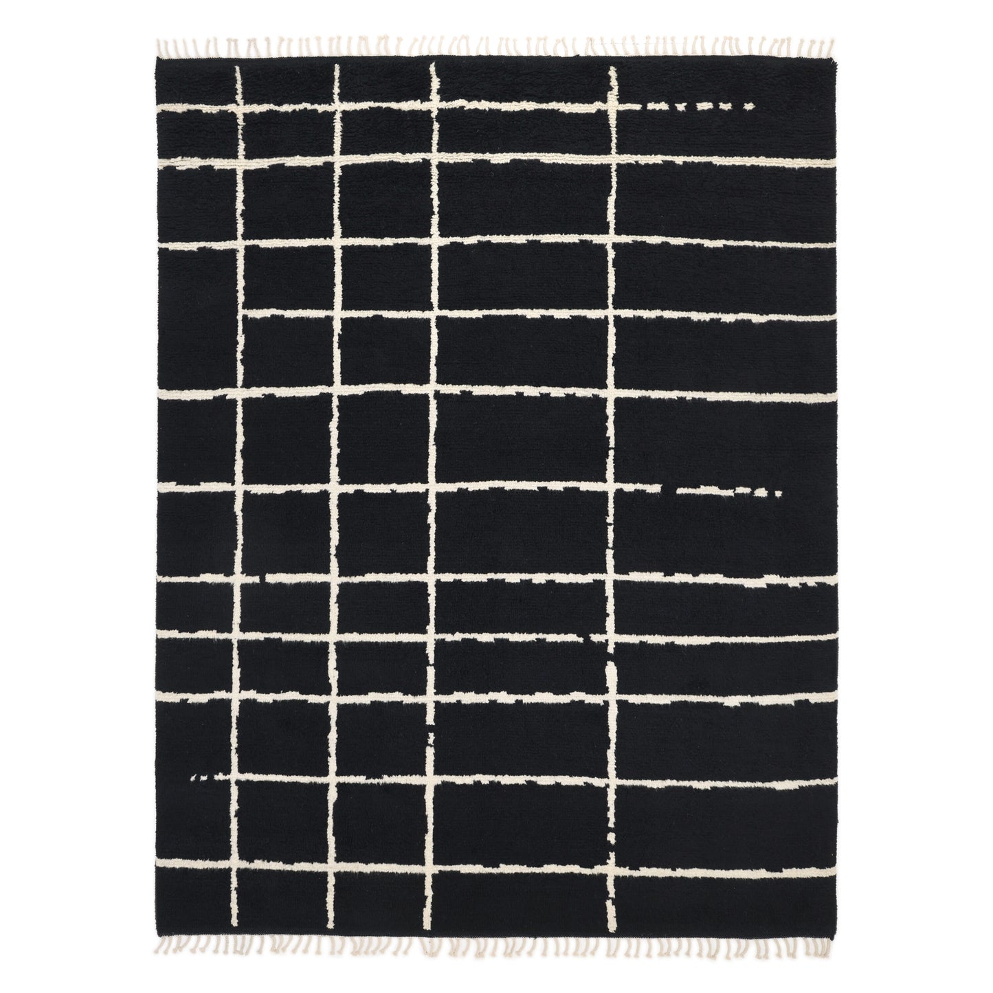 Solo Rugs Moroccan 3 x 5 (ft) Knotted Wool Black Rectangular Indoor Geometric Professionally Clean Only Area rug