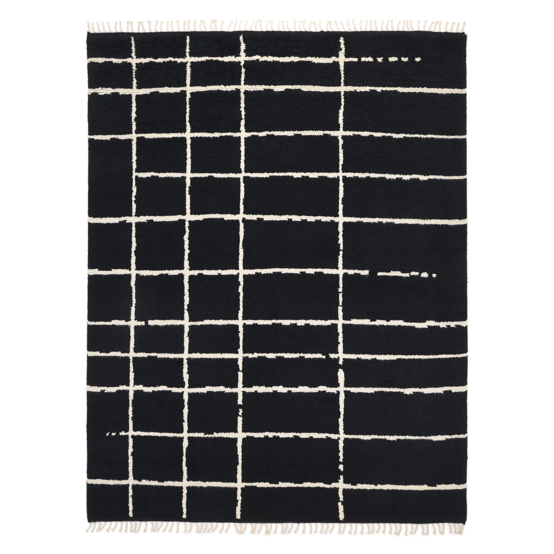 Solo Rugs Moroccan 3 x 5 (ft) Knotted Wool Black Rectangular Indoor Geometric Professionally Clean Only Area rug