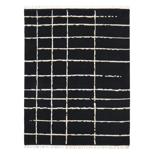 Solo Rugs Moroccan 3 x 5 (ft) Knotted Wool Black Rectangular Indoor Geometric Professionally Clean Only Area rug