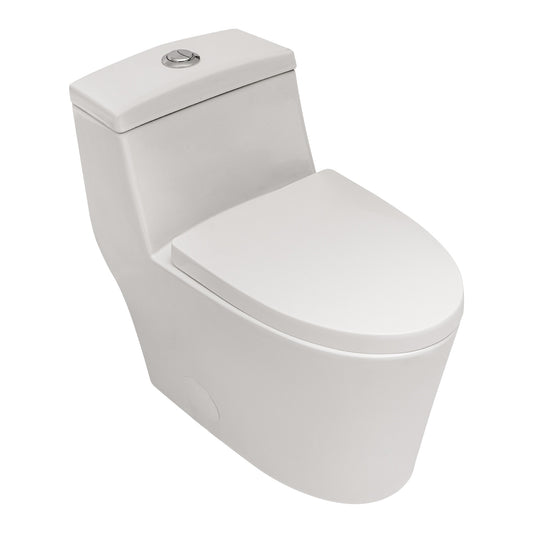 Clihome White Dual Flush Elongated Standard Height Soft Close 1-piece 1.6 GPF