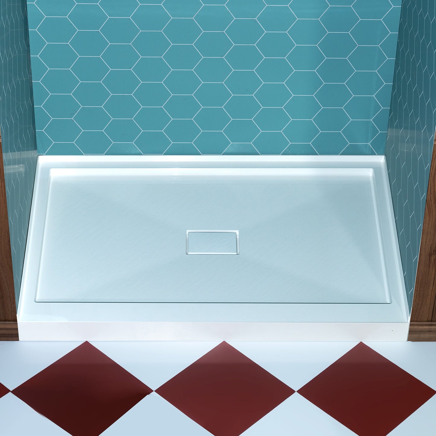 Woodbridge VET 36-in W x 48-in L Center White Single Threshold Rectangle Shower Pan Base with 4.13-in H Threshold