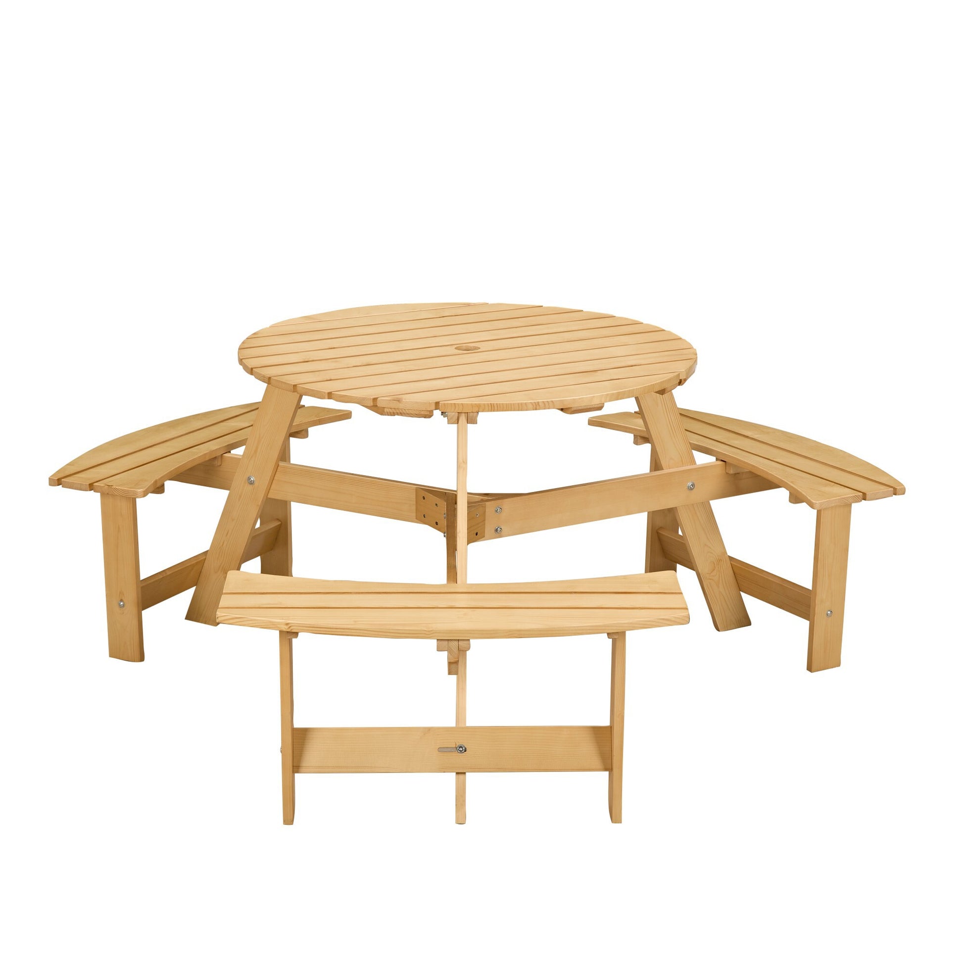 Miki Shinly 35.5-in Yellow wood Round Picnic Table