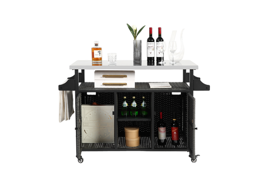Miki Shinly Grey Steel Outdoor Serving Cart
