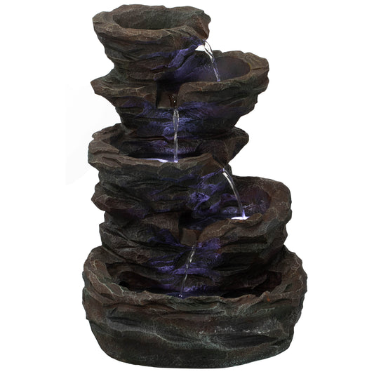 Gardenised 23-in H Resin Electric Powered Rock Waterfall Outdoor Fountain