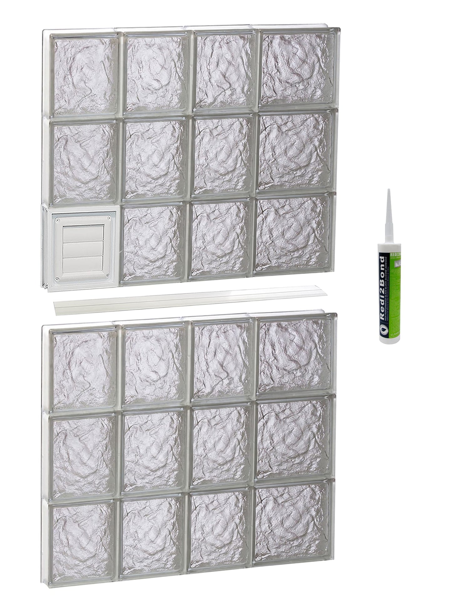 REDI2SET Ice Glass Frameless Replacement Dryer vent Glass Block Window