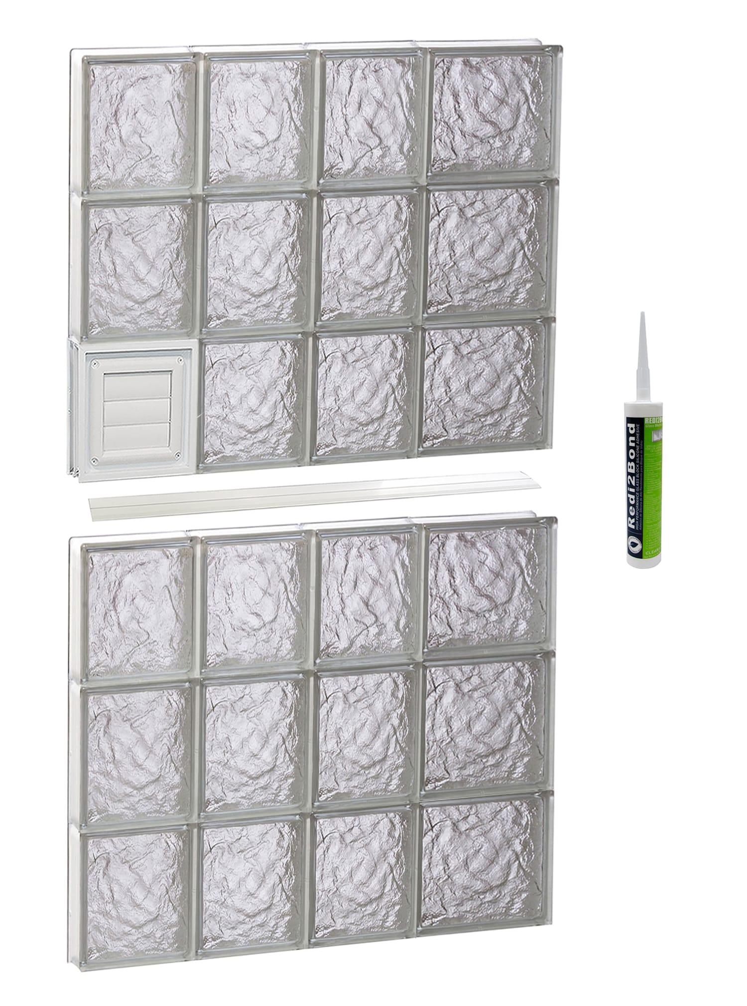 REDI2SET Ice Glass Frameless Replacement Dryer vent Glass Block Window