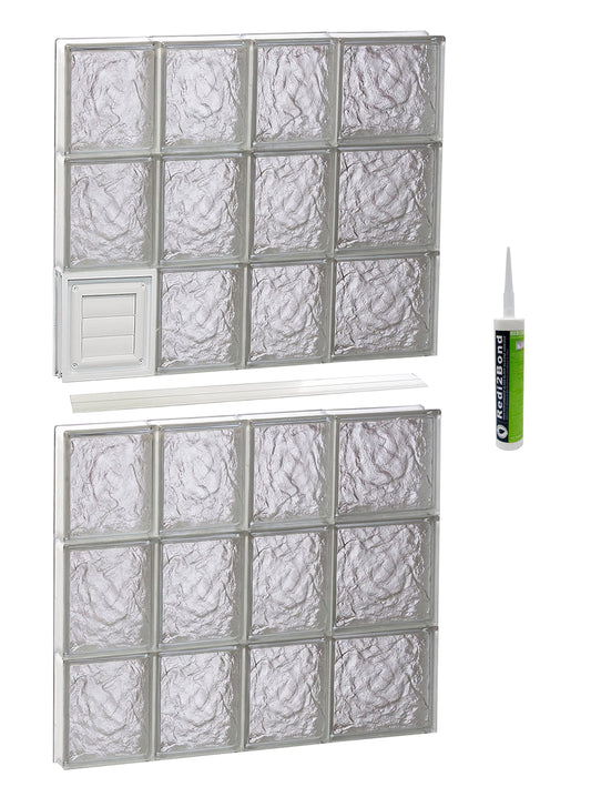 REDI2SET Ice Glass Frameless Replacement Dryer vent Glass Block Window