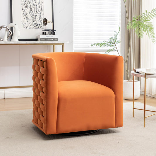 SEYNAR  Modern Glam Velvet Upholstered 360 Degree Swivel Barrel Chair
